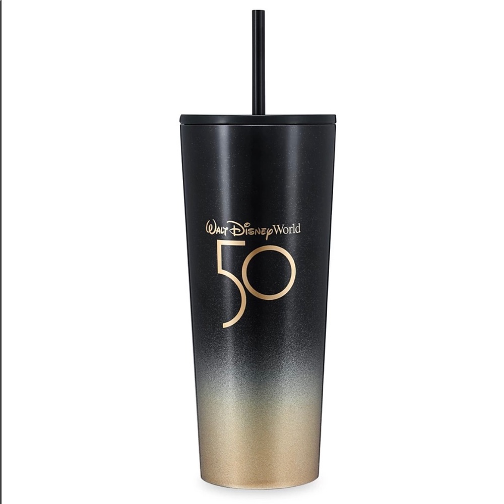 DisneyWorld 50th Anniversary Starbucks Tumbler Black and Gold Limited edition